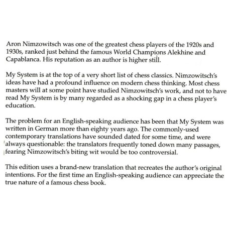 NIMZOVITCH - My System New Translation, second edition (Hard Cover)