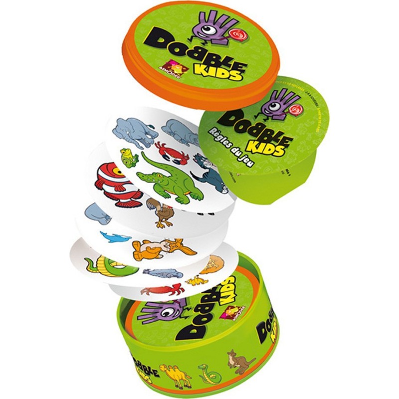 Asmodee - Dobble Kids - Jeu De Cartes Rapide Pour Enfants Dès 4 Ans - Boîte Métal Voyage - 2 à 5 Joueurs