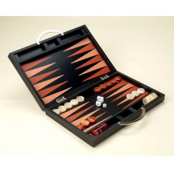 Backgammon de luxe cuir noir