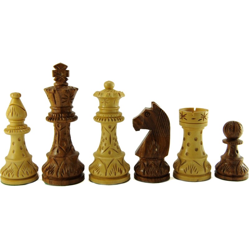 Grandes Pièces d'échecs Sculptées en Bois de Rose | Jeu Echec