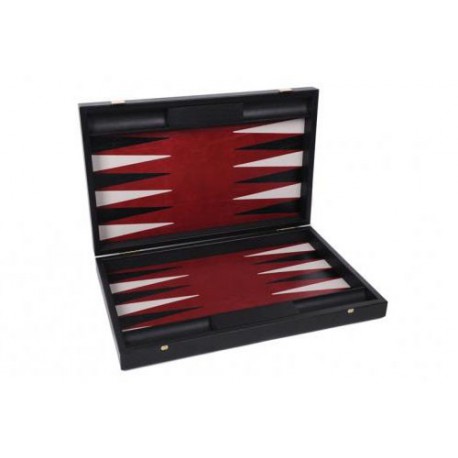 Backgammon Cuir Rouge - Grand modèle