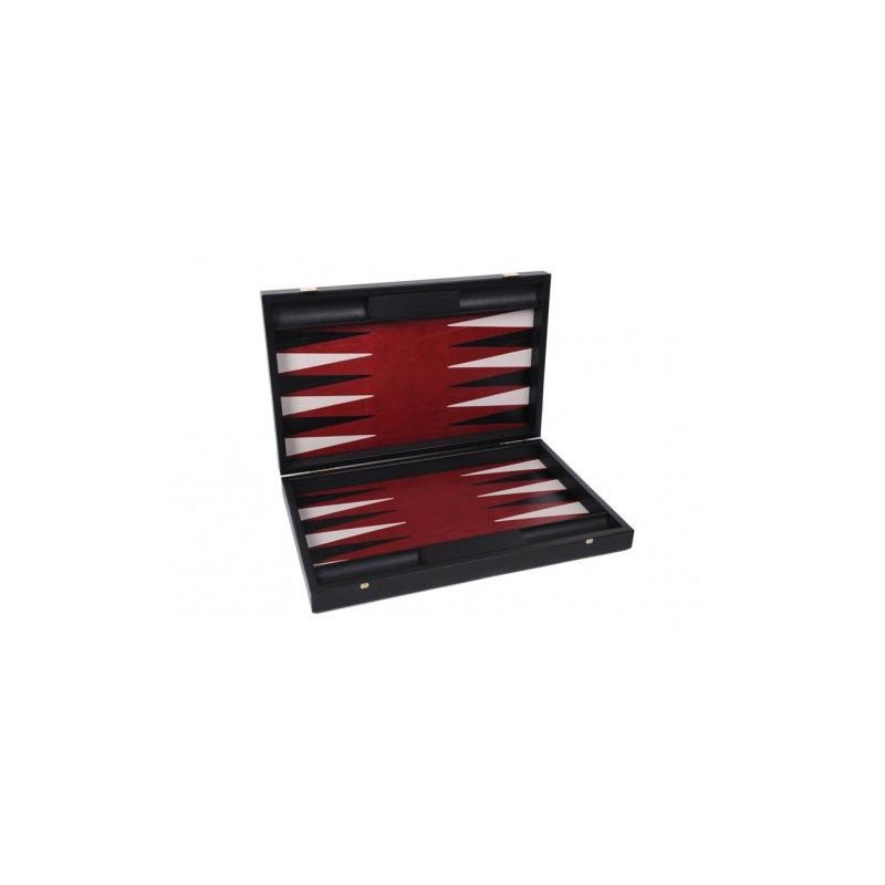 Backgammon Cuir Rouge - Grand modèle