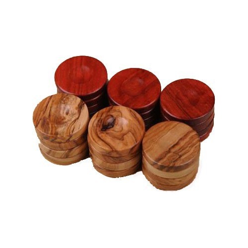 Pions de Backgammon Olive Rouge grand modèle