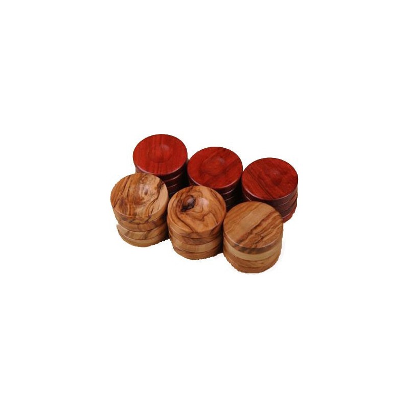 Pions de Backgammon Olive Rouge grand modèle