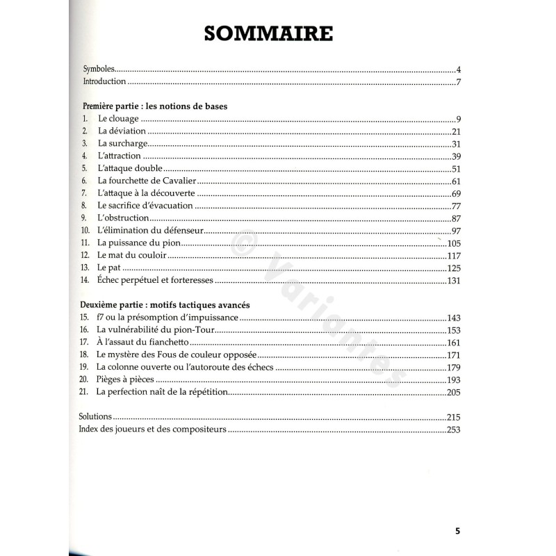 Le manuel du tacticien Librairie d'échecs, Variantes.