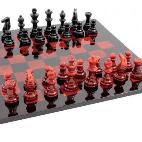 Jeu d'échecs Luxe Albâtre Rouge 37cm