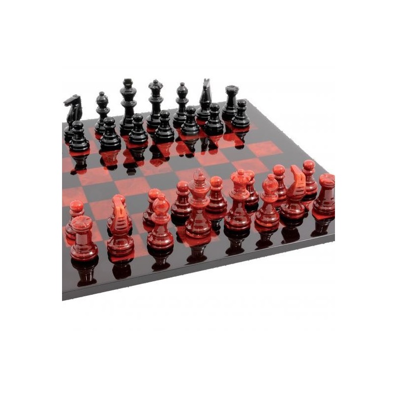 Jeu d'échecs Luxe Albâtre Rouge 37cm