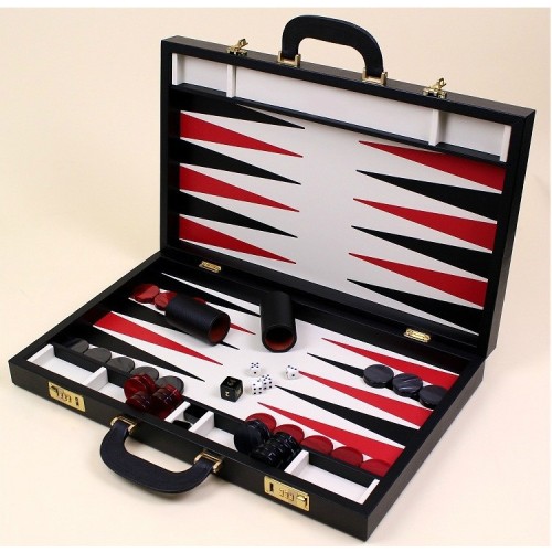 Backgammon 58 cm cuir rouge et noir