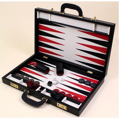 Backgammon 58 cm cuir rouge et noir