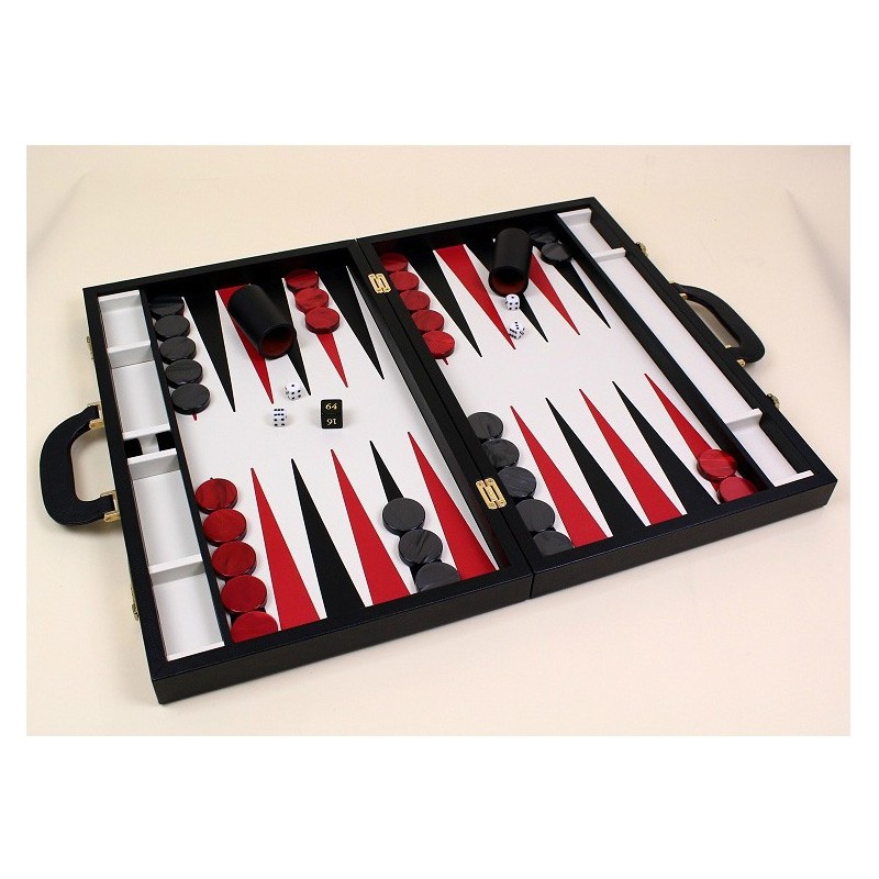 Ancien Backgammon – Feutrine Grise/rouge/noir, Jetons, Videau, Dés – Abîmé