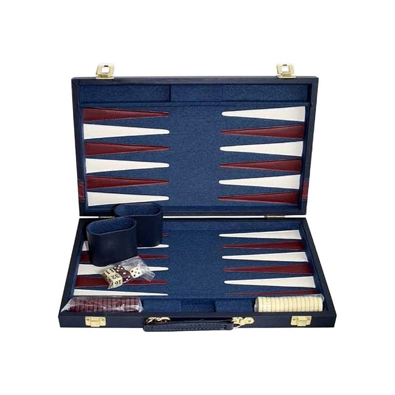 Backgammon classique 38 cm. Bleu