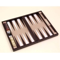 Backgammon cuir marron voyage 33cm