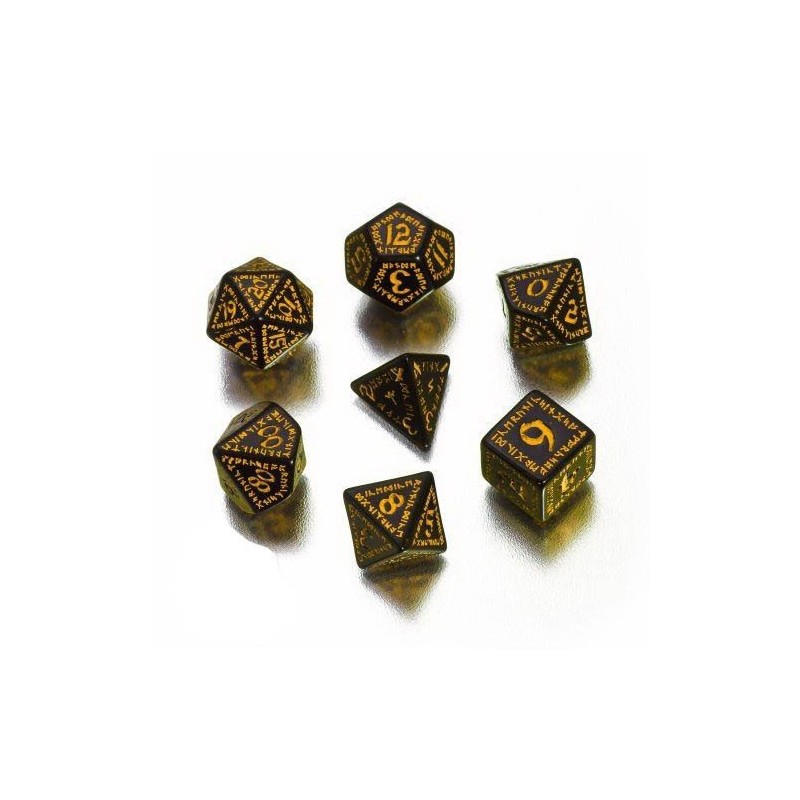 Set de 7 dés Runic noir et jaune