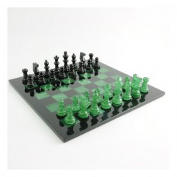 Jeu d'échecs en albâtre vert