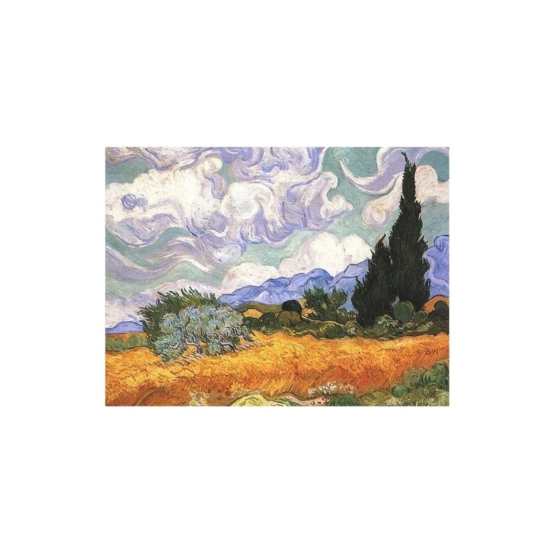 Puzzle 1000 pièces - Champ de blé avec Cyprès de Van Gogh