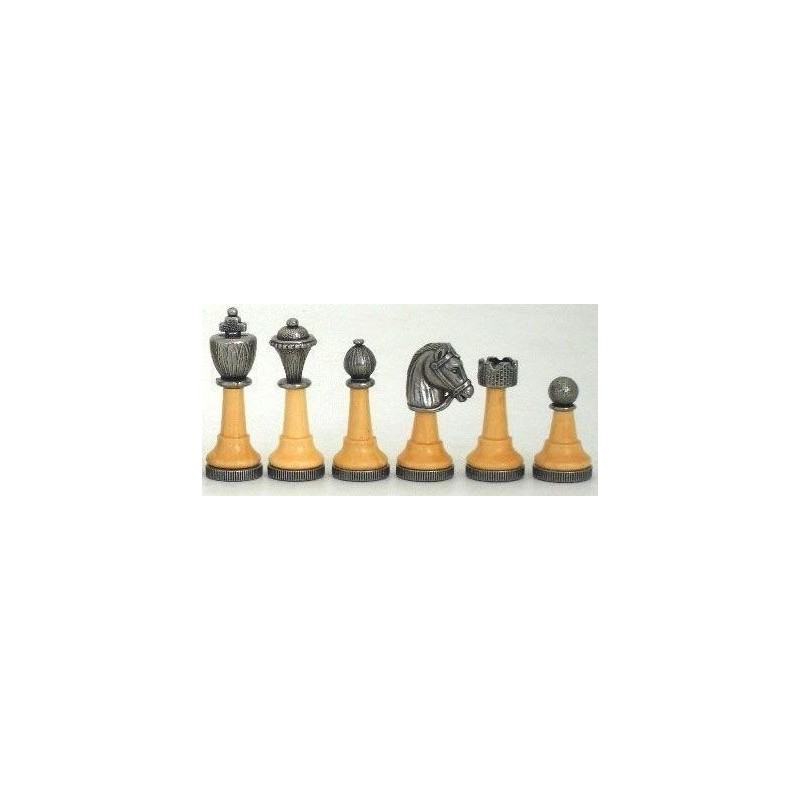 Pièces d'Echecs Métal / Corps Bois - Taille 4