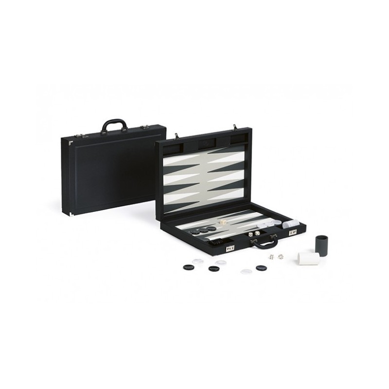 Backgammon Simili Cuir Black Deluxe Grand Format