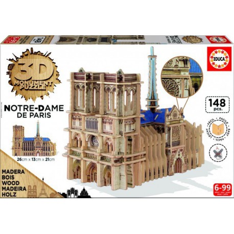 Puzzle 3D Bois Cathédrale Notre-Dame (148 pcs)