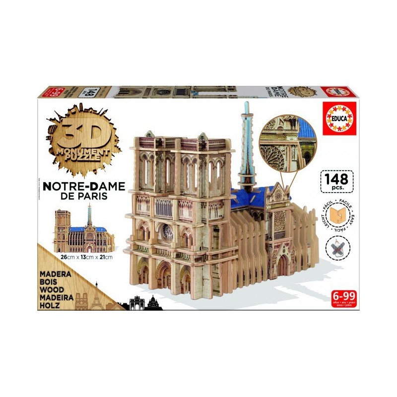 Puzzle 3D Bois Cathédrale Notre-Dame (148 pcs)