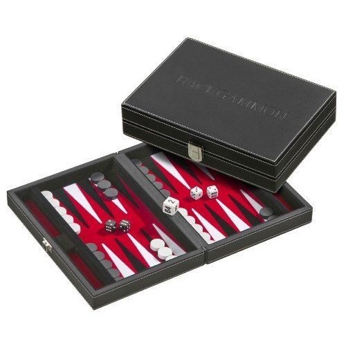 Backgammon Prestige 23cm Noir - intérieur Rouge