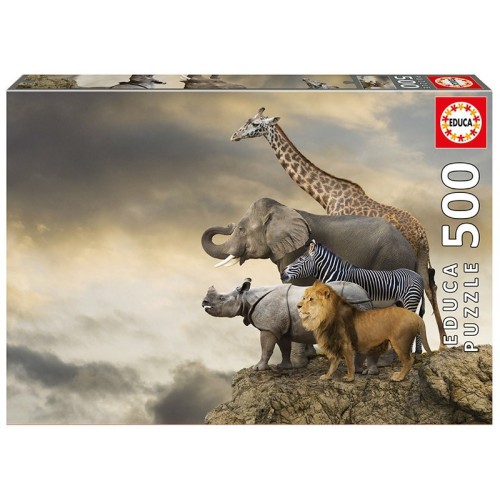 Puzzle 500 pièces - Animaux au bord de la falaise