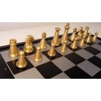 Jeu d'échecs magnétique pliant doré/argenté