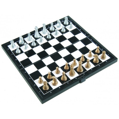 Jeu d'échecs magnétique pliant doré/argenté