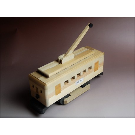 Casse-tête ou puzzle japonais traditionnel en bois "Trolley" Tirelire