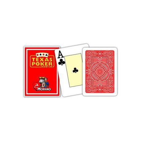 Cartes à jouer Poker Texas Plastic Modiano - Rouge