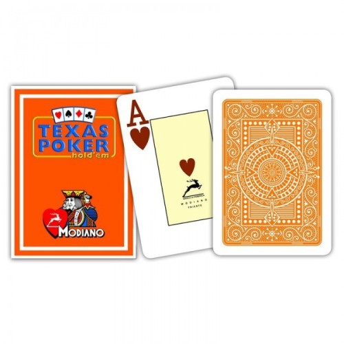 Cartes à jouer Poker Texas Plastic Modiano Orange