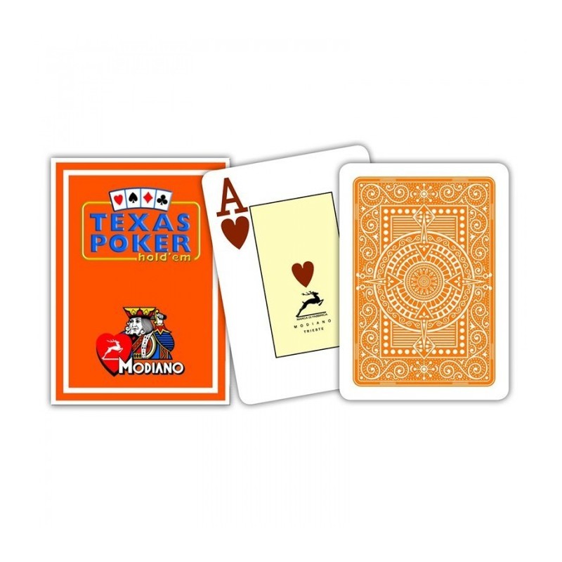 Cartes à jouer Poker Texas Plastic Modiano Orange