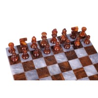 Coffret Echecs Deluxe Albatre Marron/Gris 35cm