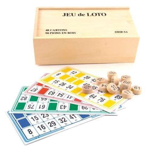 Loto Coffret Pions Bois + 48 Cartes