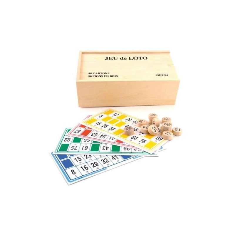 Loto Coffret Pions Bois + 48 Cartes