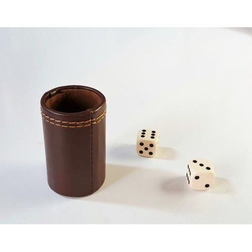 Gobelet Backgammon Simili Cuir Brun