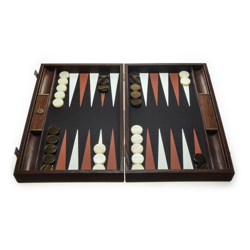 Backgammon Cuir Brown -...