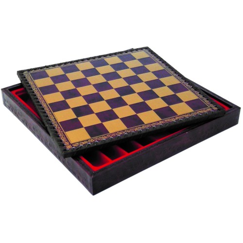 Coffret d'échecs simili cuir Rouge - Taille 3.5