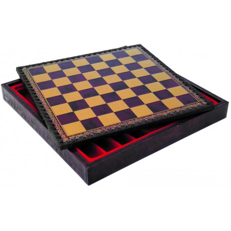Coffret d'échecs simili cuir Rouge - Taille 3.5