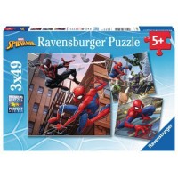 Puzzle 3 x 49 pièces - Spiderman en action