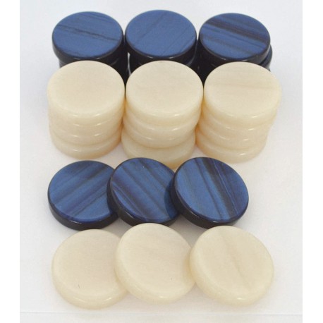 Pions Backgammon perlé bleu petit modèle ( 2.5 cm)