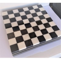 Coffret d'échecs de luxe en albâtre noir et blanc 25cm