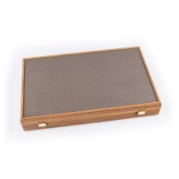 Backgammon Simili Cuir Beige-Gris