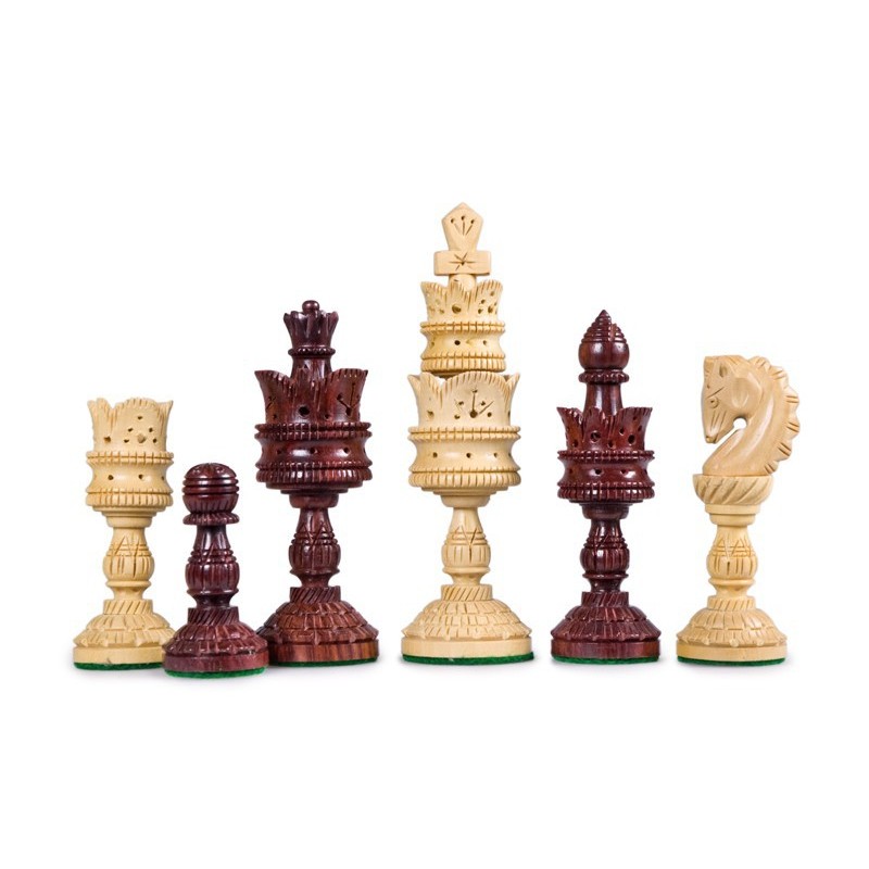 Pièces d'Echecs Lotus Carved Padouk - Taille 5.5