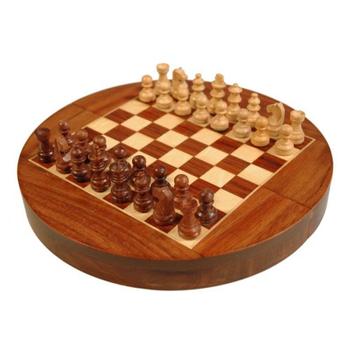 Jeu d'échecs magnétique rond en palissandre 25cm