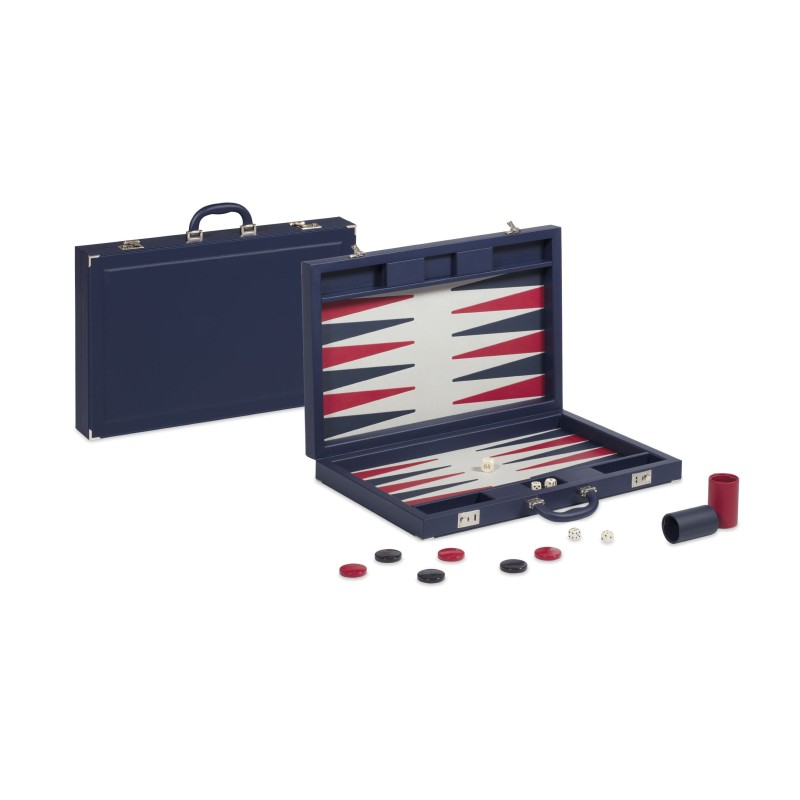 Backgammon Simili Cuir Blue Deluxe