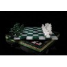 Coffret d'échecs luxe albâtre vert 25cm