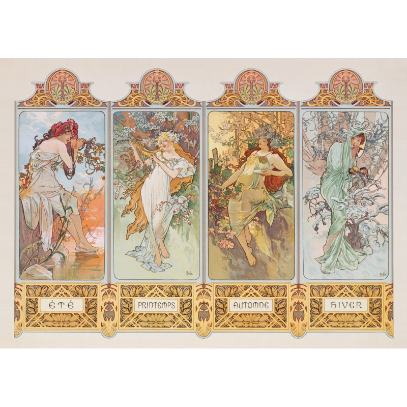 Puzzle 1000 pièces Les Quatre Saisons - Mucha (greatmuseum)