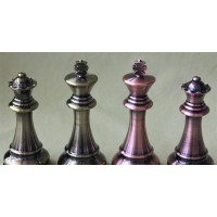 Pièces d'Echecs Métal Couleur Bronze et Argent - Taille 6