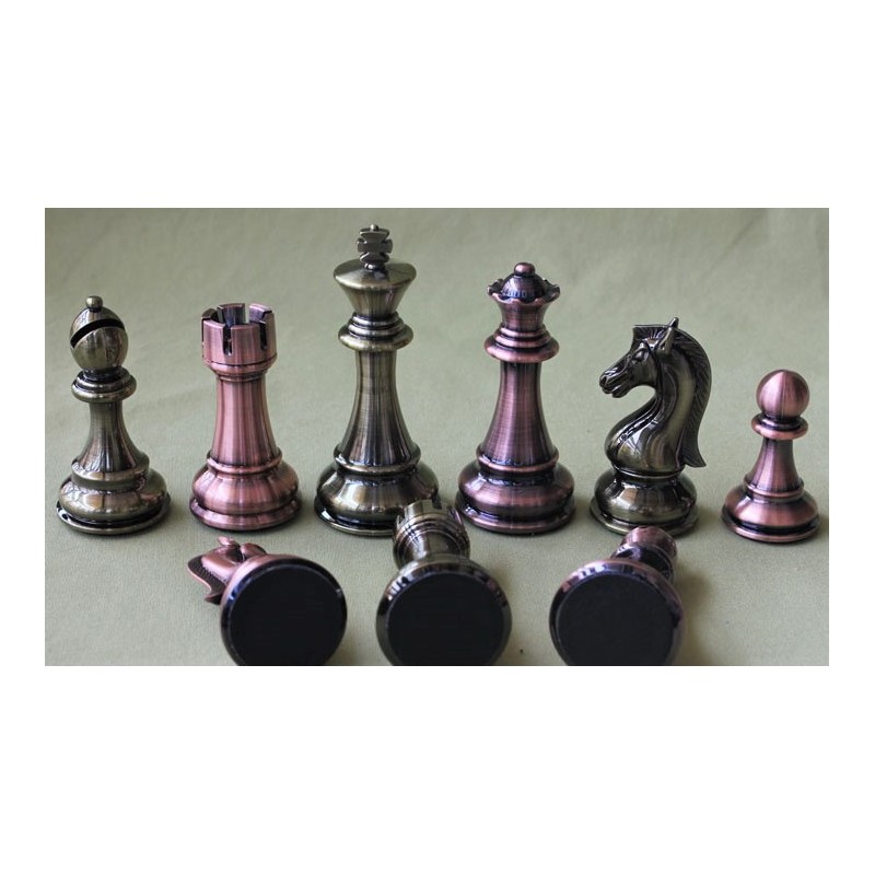 Pièces d'Echecs Métal Couleur Bronze et Argent - Taille 6