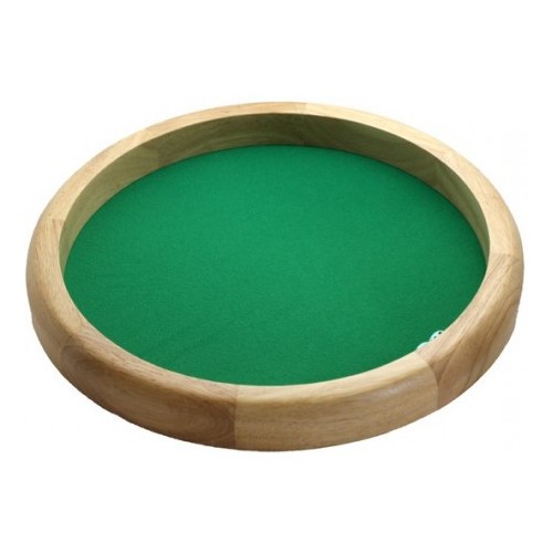 Piste de dés ronde en bois naturel - 34 cm